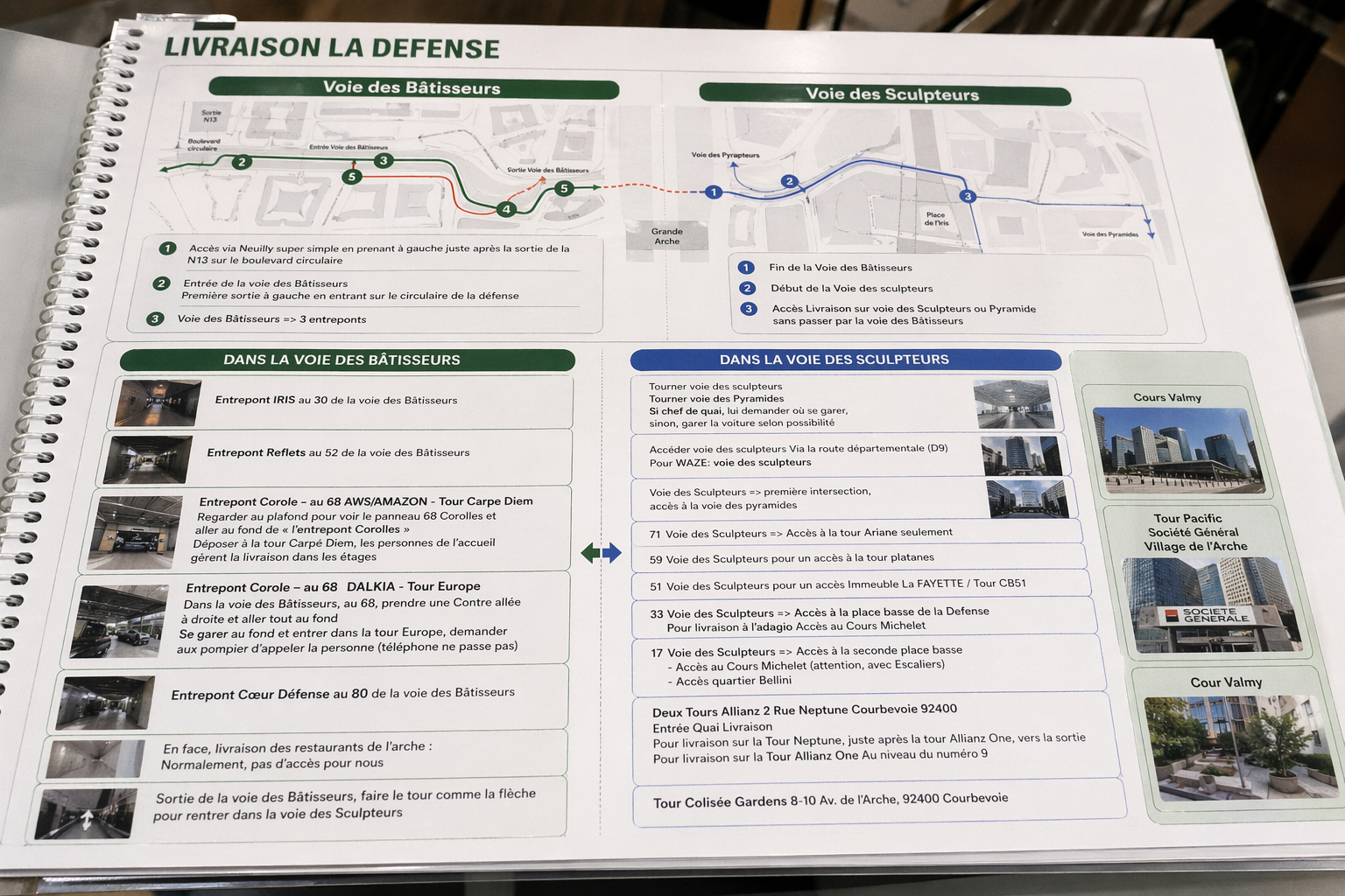Book logistique de livraison La Défense